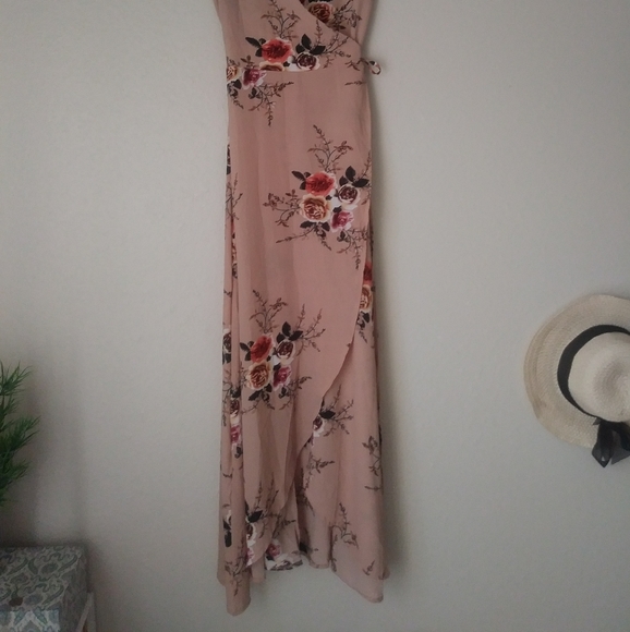 Livagirl light pink nude floral wrap dress size L - Picture 4 of 5